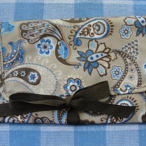 Thirty-One Brown and Blue Paisley Fold and Go Pouc